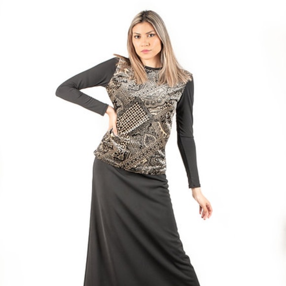 DEVORAH'S SECRET Modest Top Velvet Mixed Print - Picture 1 of 4